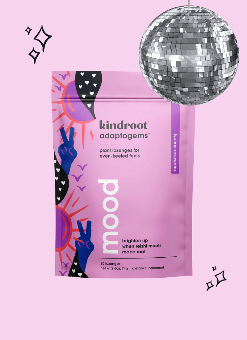 Learn how to boost your mood by kindroot | mood lozenges with disco ball