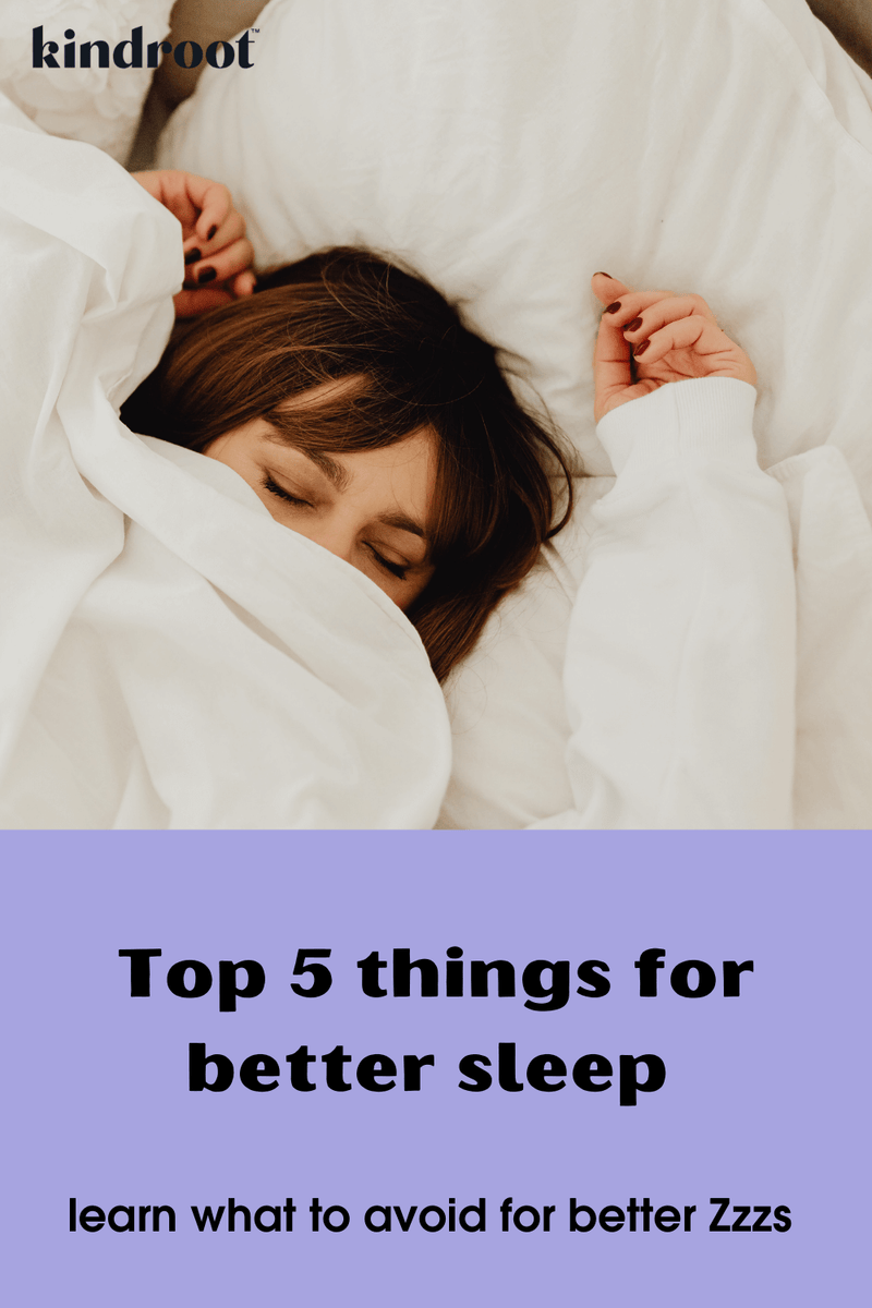 caucasian woman in bed - top 5 things to avoid for better sleep | kindroot