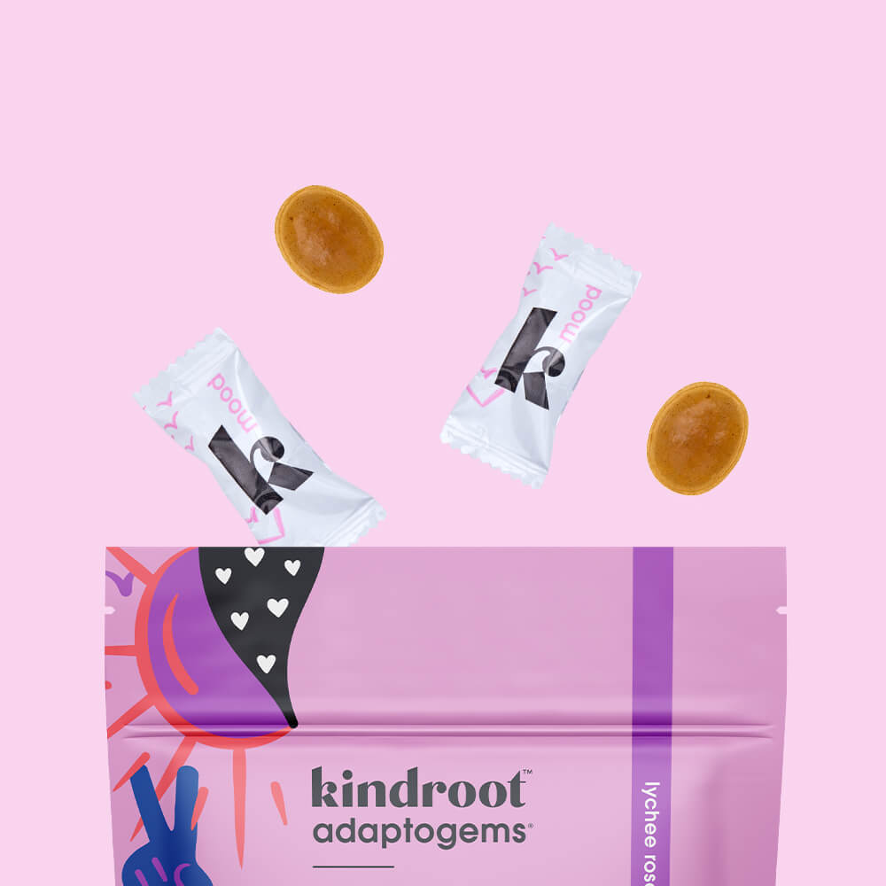 Stress Relief Supplement | Reishi + L-Theanine Lozenges | Adaptogems™ by kindroot with 20 lozenges