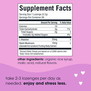 Adaptogens For Stress| Reishi Mushroom + Ltheanine Lozenges | Adaptogems™ by kindroot supplement facts